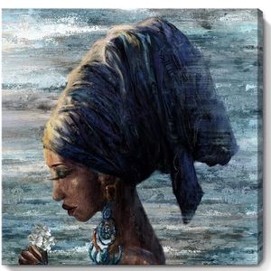 African American Wall Art Abstract Beauty Black Woman with Indian Headband